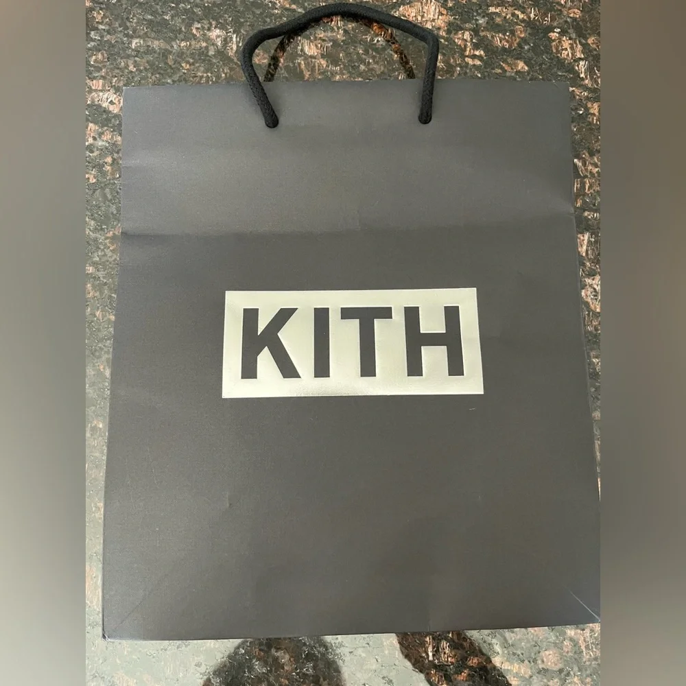 KITH Black Paper Shopper’s Bag With Metallic Silver Block Lettering